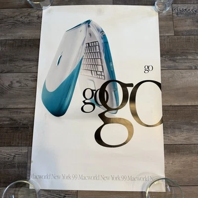 1999 Apple iBook G3 Go Computer Poster Macworld New York Blue Clamshell 24x36 - Image 1 of 4