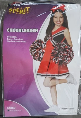 Spirit HALLOWEEN costume GIRLS medium cheerleader dress outfit red black silver - Image 1 of 4