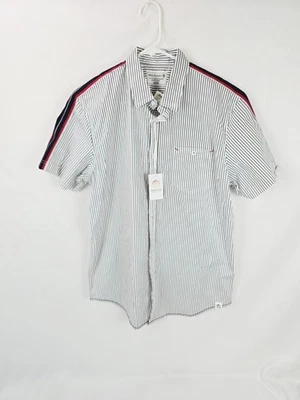 Camisa Free Planet Para Hombre Grande L Manga Corta Azul Rayas Abotonada Nueva Con Etiquetas Foto 1 de 4