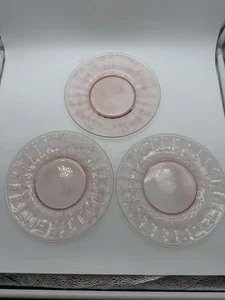 Juego de 3 Platos de Ensalada Rosa Depresión Vidrio Grabado Diseño Floral - Imagen 1 de 12