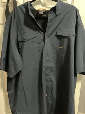 New Men's ARIAT Short Sleeve S/S Rebar Button Work Shirt Rip Stop 2XL Blue - Image 1 of 3