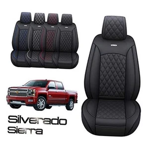 Chevy Silverado GMC Sierra 2 Front Seat Covers Pickup Custom 2 PCS Front/Black - Picture 1 of 7