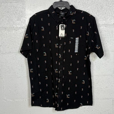 Rip Curl Hula Breach Short Sleeve Chambray Woven Black XL $60 - Image 1 of 4