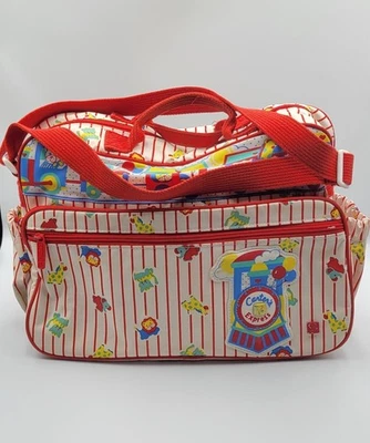 Vintage 80s 90s Carter's Diaper Bag - Carter's Express Train Red Animals - Image 1 of 4