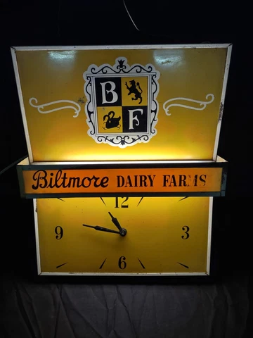 Vintage Biltmore Dairy Farms clock & light wall mount or ceiling hanging (3) Cover
