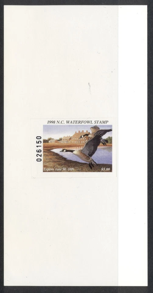 North Carolina 1998 self-adhesive duck stamp #16B MNH XF Jaffe cat US$35=CAD$50 - Image 1 of 1
