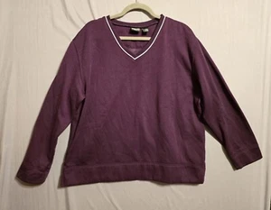 Bobbie Brooks Vneck Sweatshirt Sweater Womens 2XL Purple White Piping - Picture 1 of 8