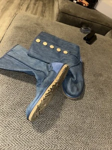 Ugg Australia Women’s Boots Size 8 Black Denim Fabric Button Slip On 3158 - Picture 1 of 4