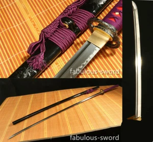 58' T10 clay tempered long blade japanese samurai katana nodachi sword blacksaya - Picture 1 of 11