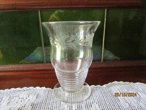 VINTAGE STUART CRYSTAL VASE WITH ETCHED FLORAL DESIGN - Picture 1 of 9