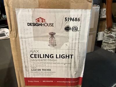 NUEVO Accesorio de techo semi-al ras Design House 519686 Ajax de 6" de ancho con jaula de metal Foto 1 de 2