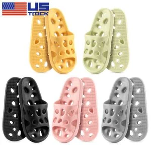 Shower Sandal Slippers with Hole Quick Drying Bathroom Gym Soft Sole shoe Unisex - Picture 1 of 17