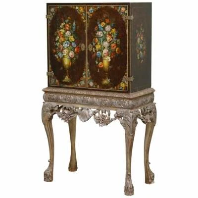 1840 ITALAIN VENETIAN CABINET ON STAND POLYCHROME PAINTED & LION HEADS CARVINGS - Image 1 of 4