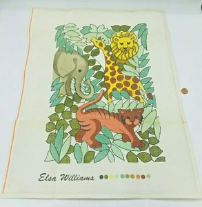 Patrón de punta de aguja pintado a mano selva niños Elsa Williams elefante guardería - Imagen 1 de 10