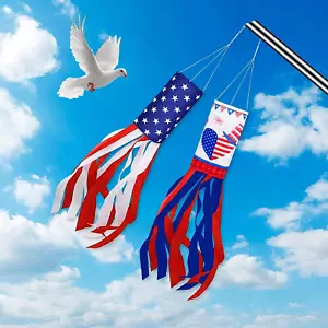 2 Pieces 40 Inch American Windsock Heavy Duty, 4Th of July Wind Sock Decorati... - Picture 1 of 1