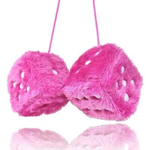 Dados de felpa difusos para espejo de coche par de dados retro rosas con puntos blancos para coche - Imagen 1 de 32