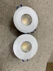 2 X White Downlights And Bulbs Used Ip65 Dimmable Gu10
