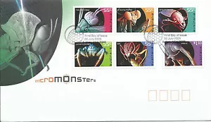 2009 FDC Micro Monsters set of 6 on FDC FD1 28 July Sydney NSW - Picture 1 of 2