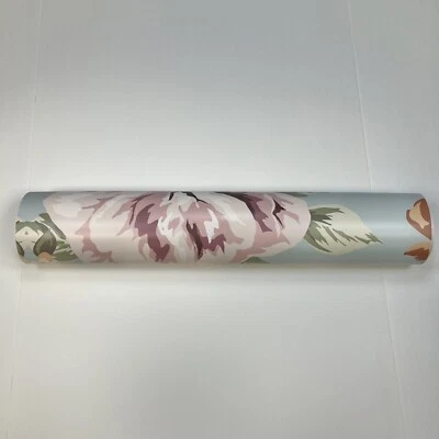 Anewall Cutesie Wallpaper Peel & Stick 141"W x 108"H Eggshell Blue Floral Roses - Image 1 of 4