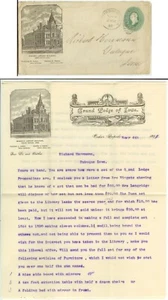 1890 Cedar Rapids Iowa Masonic Library Building letterhead and cover N P Parvin - Picture 1 of 3