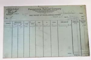 Tren Pennsylvania Railroad Company nuevo Cumberland 1905 informe diario recibo antiguo - Imagen 1 de 6