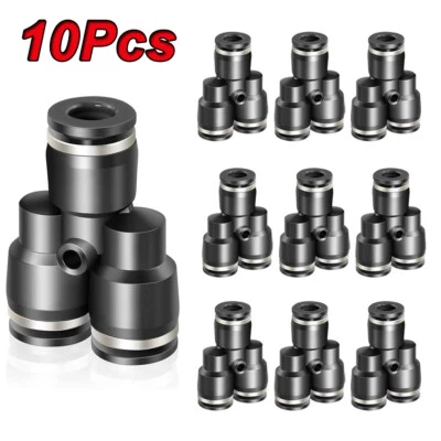 GLOFE 10x Push To Connect Air Fittings Tube 3/16" Od Air Line Splitter Union Connector