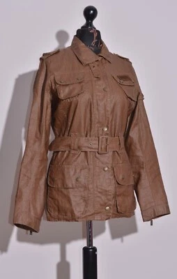 Barbour Womens Duralinen International Brown Linen Jacket Belted Size UK8 US4 - Image 1 of 4