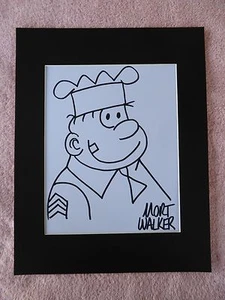 MORT WALKER BEETLE BAILEY ORIGINAL HAND DRAWN SARGE 11X8' SIGNED SKETCH COA - Picture 1 of 2