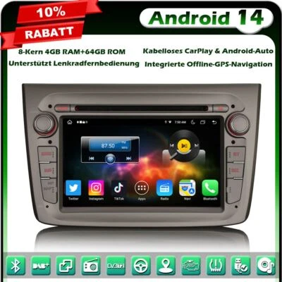 8-Kern 64GB Android 14 CarPlay Autoradio GPS Navi Für Alfa Romeo Mito DAB+ WiFi - Bild 1 von 4