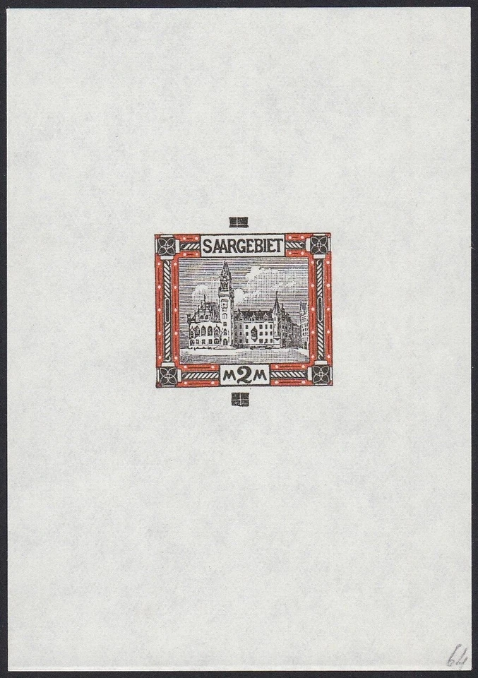 Saar Sc79 Saarbrucken City Hall, Architecture, Rare Proof - Image 1 of 1