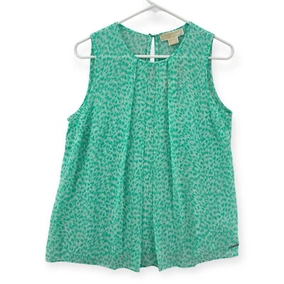 Nuevo con etiquetas Camiseta sin mangas Michael Kors para mujer Petite mediana de gasa plisada frontal Foto 1 de 4