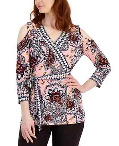 Jm Collection Women's Nancy Border-Print Top Icy Berry Combo SZ XXL - Picture 1 of 3