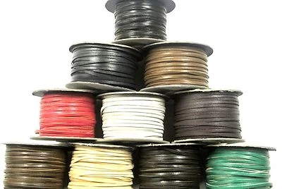 3mm Flat Genuine Leather Thonging Strip Laces Cord Various Colours And Lengths - Image 1 of 4