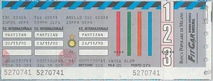 65198 - BIGLIETTO PARTITA CALCIO - UEAFA CUP 1990 : INTER / Partizan Belgrade - Picture 1 of 1