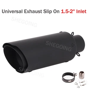 Universal Motorcycle Exhaust 1.5-2" Slip On For Scooter ATV Dirt Street Bike - Picture 1 of 4