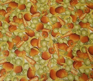 Cuisine BTY Charlene Audrey Quilting Treasures Vegetable Carrot Tomato Cabbage - Picture 1 of 3