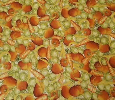 Cuisine BTY Charlene Audrey Quilting Treasures Vegetable Carrot Tomato Cabbage - Image 1 of 3