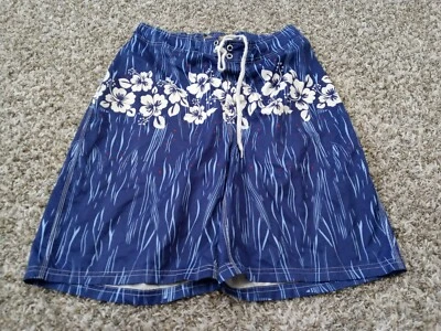 Pantalones Cortos de Natación Beach Rays Para Hombres Talla 32 Azul Floral Corbata Cintura 100% Poliéster Foto 1 de 4