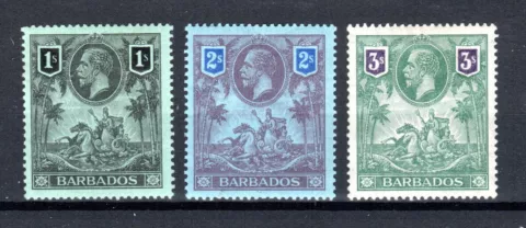 Barbados 1912 1s, 2s and 3s SG 178-80 MLH Cover