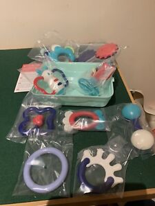 9 Pcs Baby Teething Toys Infant Rattles for 6 - 12 Months in a Clip Lockable Box