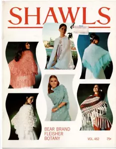 Shawls Shawl Crochet Knitting Pattern Leaflet Bear Brand 1970's VTG 6 Patterns - Picture 1 of 4