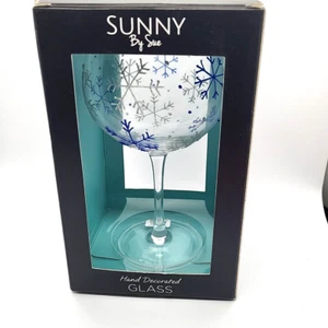 Sunny by Sue Large Snowflake Hand Painted Wine Glass in Box - Picture 1 of 6
