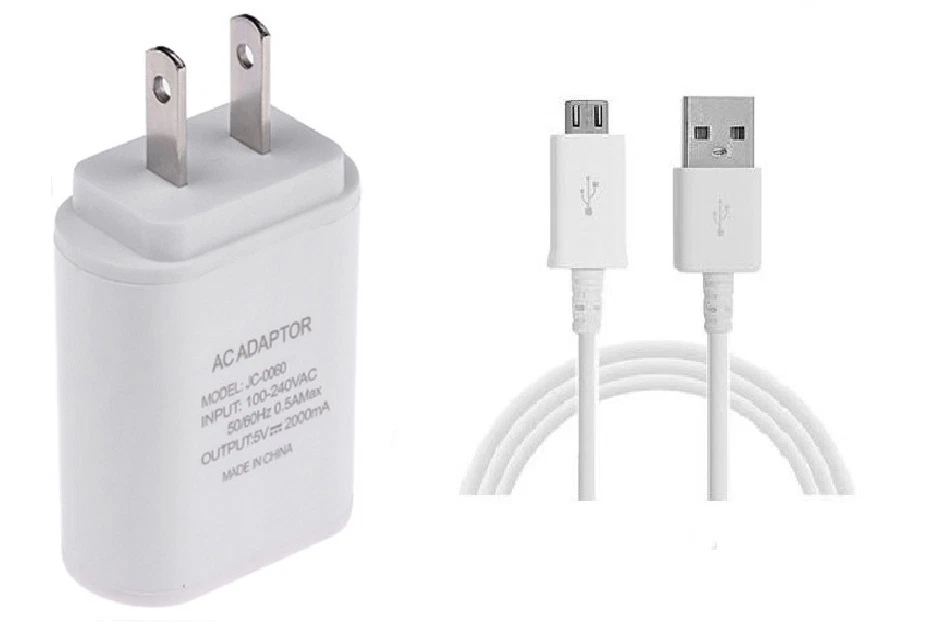 WALL ADAPTER+5 FEET MICRO USB FOR SAMSUNG GALAXY J7 2015,J7 2017,J7 2018 (WHITE) - Image 1 of 1