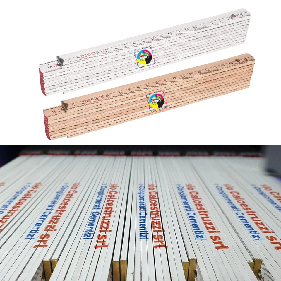 Doppio metro in legno a stecca personalizzato con logo aziendale - Imagen 1 de 1