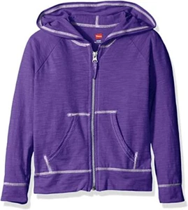 Hanes Little Girls' Slub Jersey Full Zip Jacket, Purple Crush, L - Picture 1 of 1