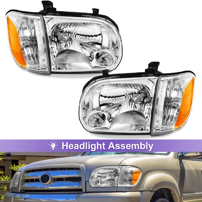 Pair Headlights For 2005 2006 Toyota Tundra 2005-2007 Sequoia Headlamps LH+RH Foto 1 de 4