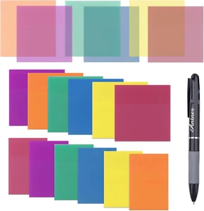 600 Sheets Tansparent Sticky Notes, 3X3 3X2 Inch Clear Sticky Notes Waterproof T - Picture 1 of 12