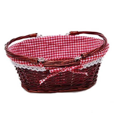 Oypeip Wicker Basket Gift Baskets Empty Oval Willow Woven Picnic Basket Cheap Cover