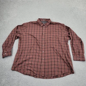 Van Heusen Shirt Mens XXXL 3XL 19-19.5 Brown Plaid Button Down Long Sleeve - Picture 1 of 7