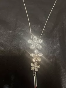 Jewelry Pearl Flower Long Tassel Women Necklace Crystal Chain Pendant Sweater - Picture 1 of 4
